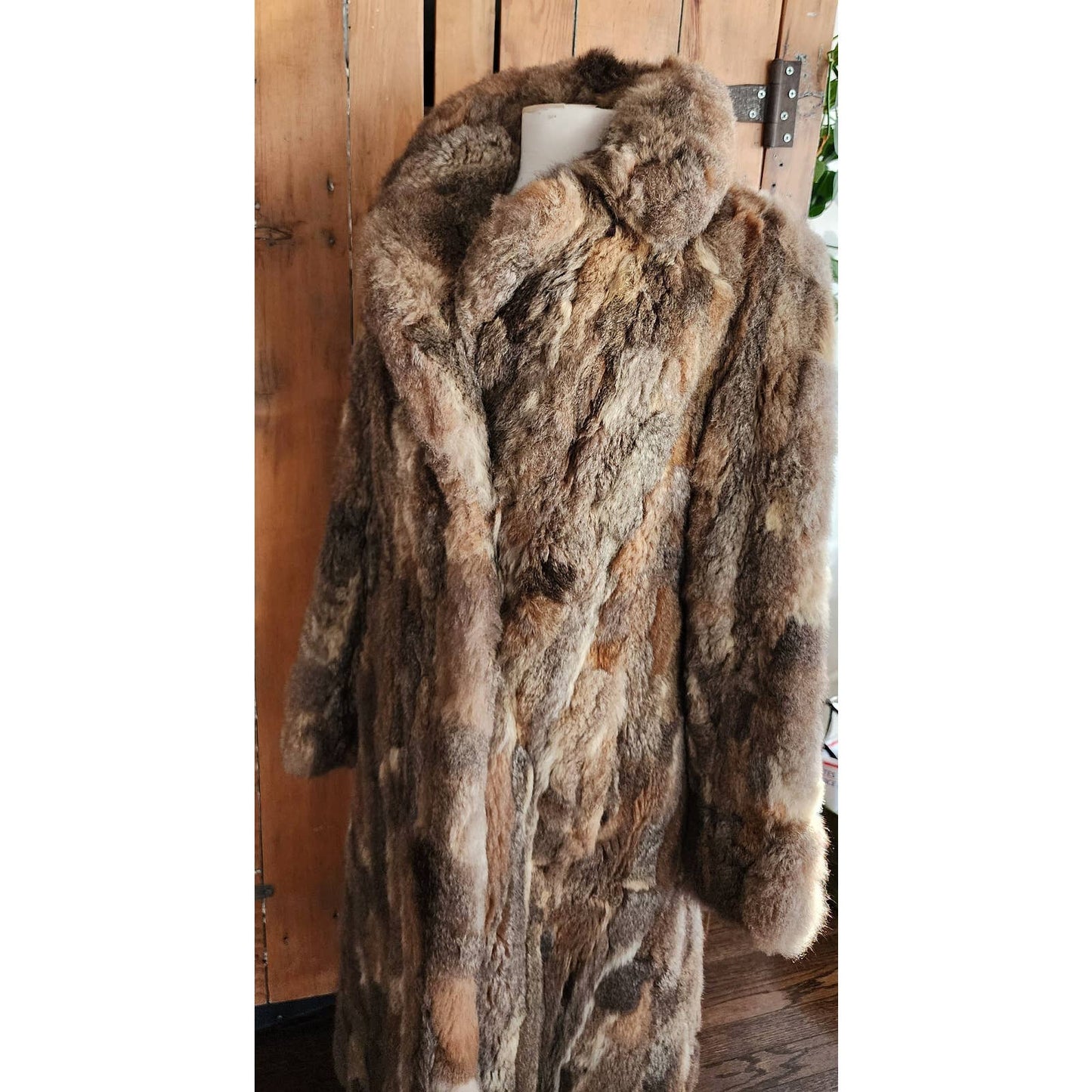 Vintage 70s Rabbit Fur Coat Pieced Patchwork Style Rhomberg's