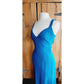 Vintage 90s Armani Blue Evening Dress Criss Cross Back
