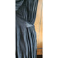 Antique 1910s Black Day Dress Long Sleeves Pleated Cotton Edwardian M