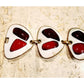 Vintage 60s Scandinavian Enamel Jewelry Set MCM K Denning Signed Bracelet Clip Earring Set White Red