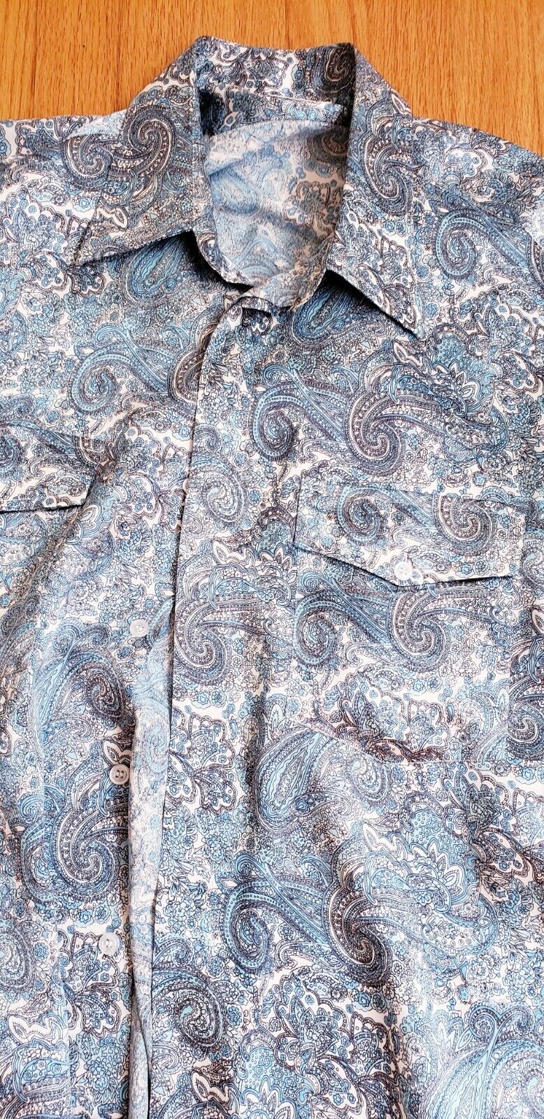 Eddy Chief Clearwater Bespoke Stage Shirt Blue Paisley Print 3X Blues Guitarist