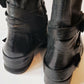 Vera Wang Lavender Black Leather Kippy Boots Buckle Straps Zipper 8 Mid Calf