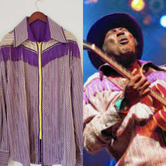 Eddy Chief Clearwater Original Costume Shirt Blues Legend Purple Gold Fringe XXL