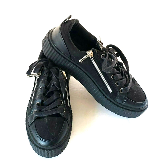 DEMONIA Razor Blade Zipper Sneakers Black Shoes Unisex Sneeker 105 Ladies 7
