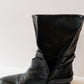 Vera Wang Lavender Black Leather Kippy Boots Buckle Straps Zipper 8 Mid Calf