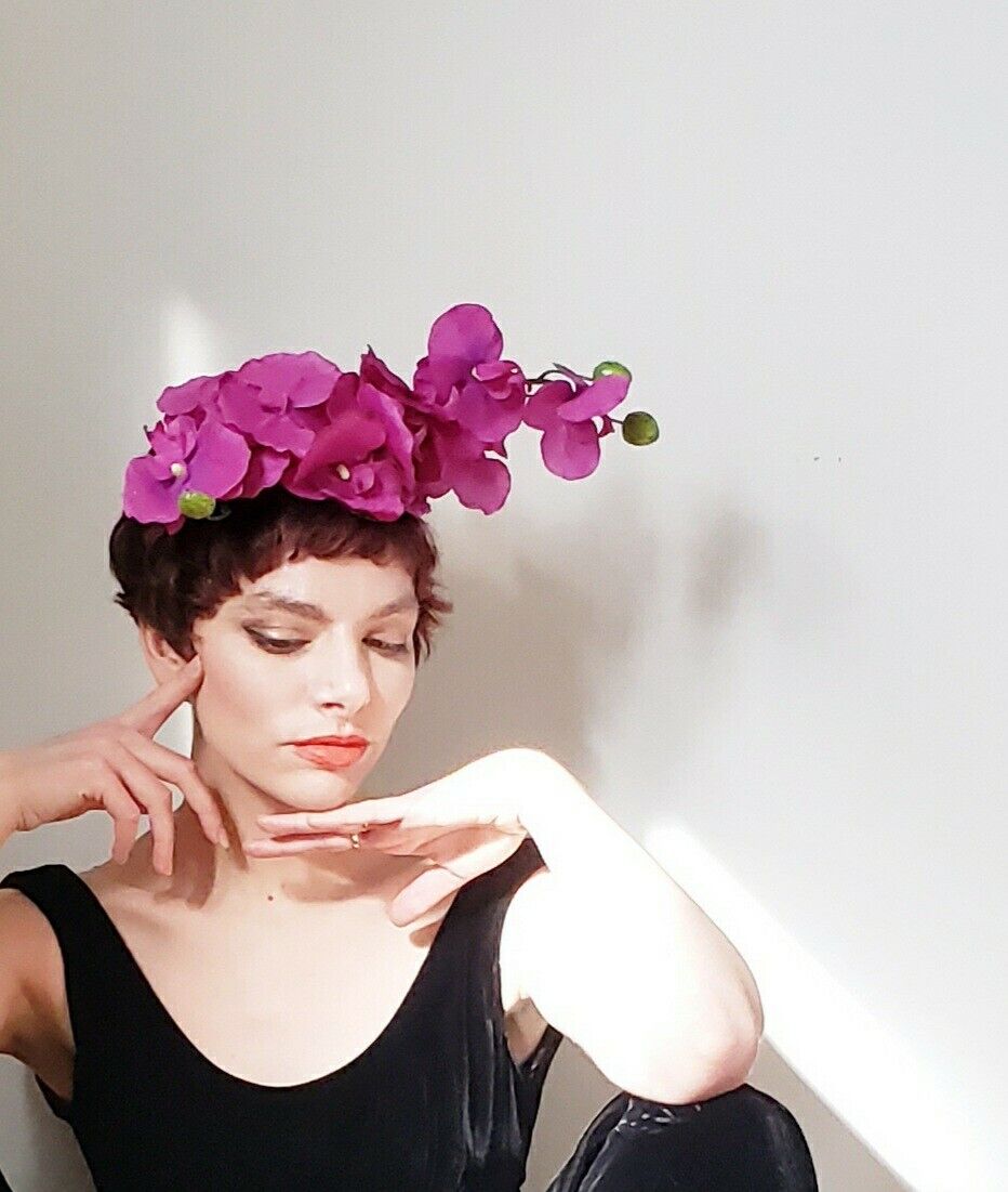 Handmade Floral Fascinator Pink Orchid Flower Hat Headpiece Debra Shirley