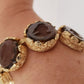1960s Bracelet in Cut Crystal With Cameo & Hammered Gold Chunky Maximalist Baroque Ornate