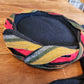40s 50s Black Wool Scarf Panel Hat Colorful Twisted Braid Trim
