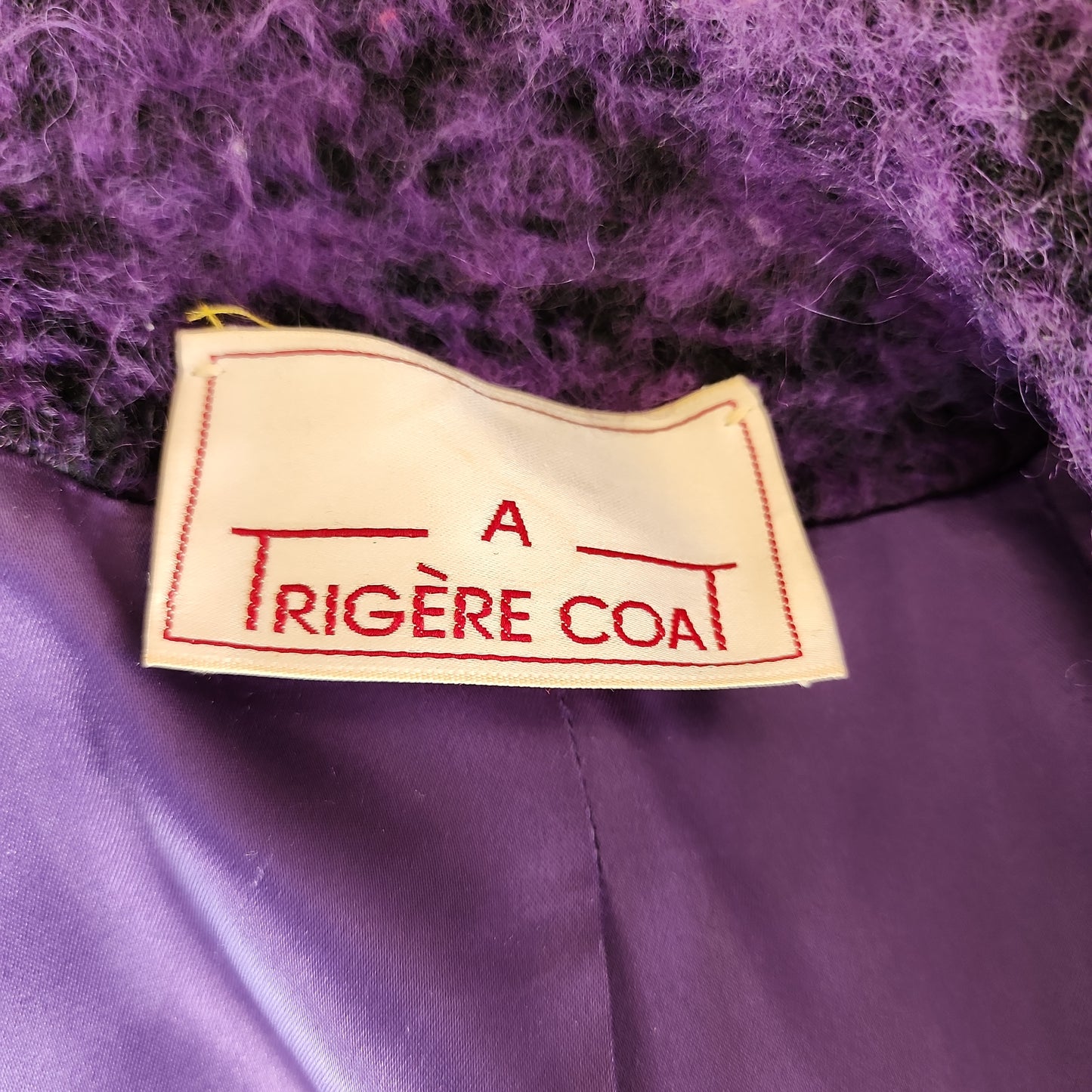 80 Purple Coat by Pauline Trigere Fuzzy Felt Texture - Large