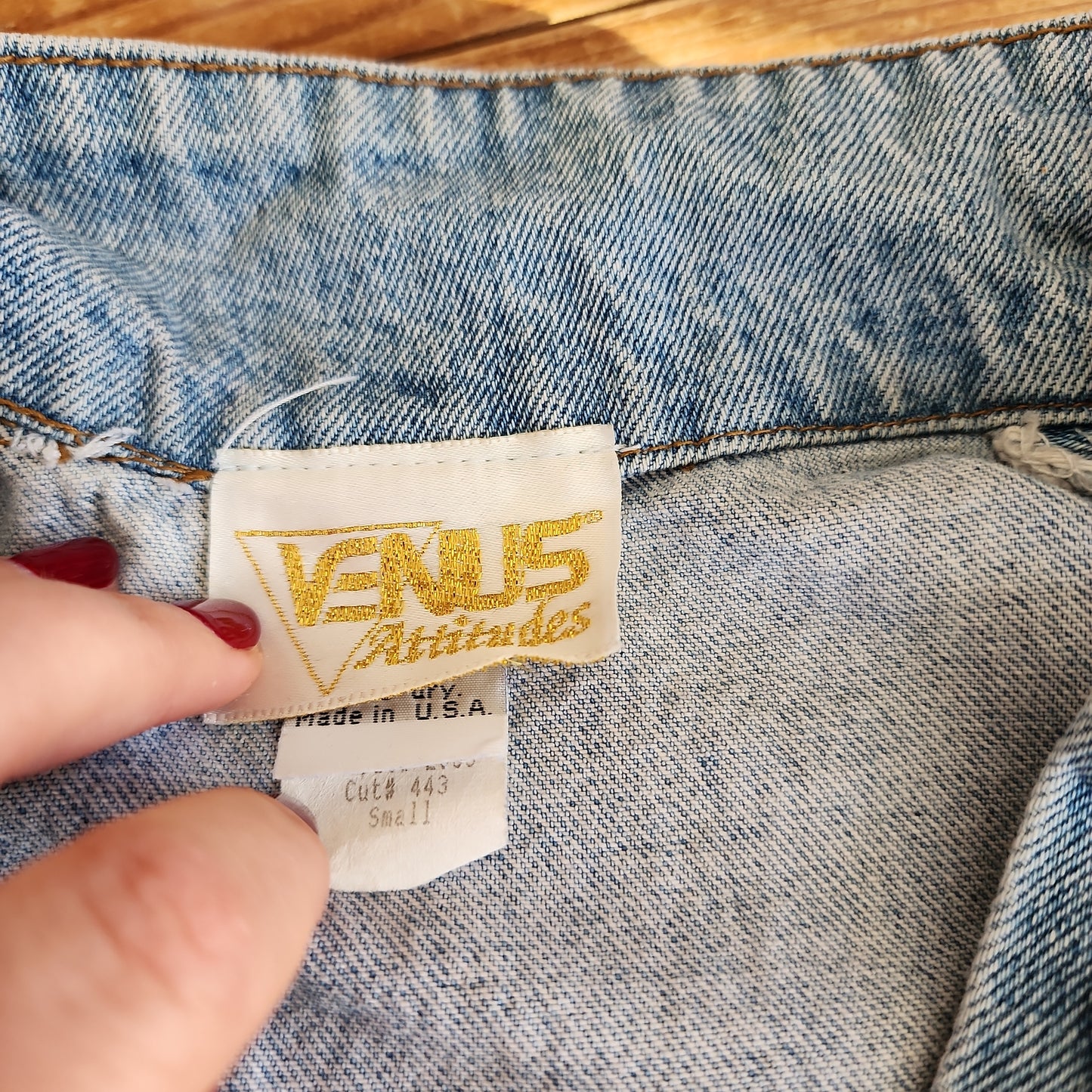 80s Denim Crop Top Vest in Distressed Blue Jean Cotton by Venus Attitudes / S