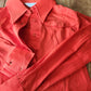 70s Orange Red Long Sleeved Shirt XS w/Large Pointy Collar, By Alexander's