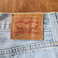 Blue Denim Cut off Shorts by Levis 501 Button Fly w/Light Wash / S