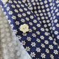 70s Summer Crop Top Button Down / Sleeveless Shirt in Navy Blue w/White Flowers