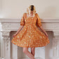 60s Cotton Print Summer Dress Orange Swirl Spiral Pattern Small