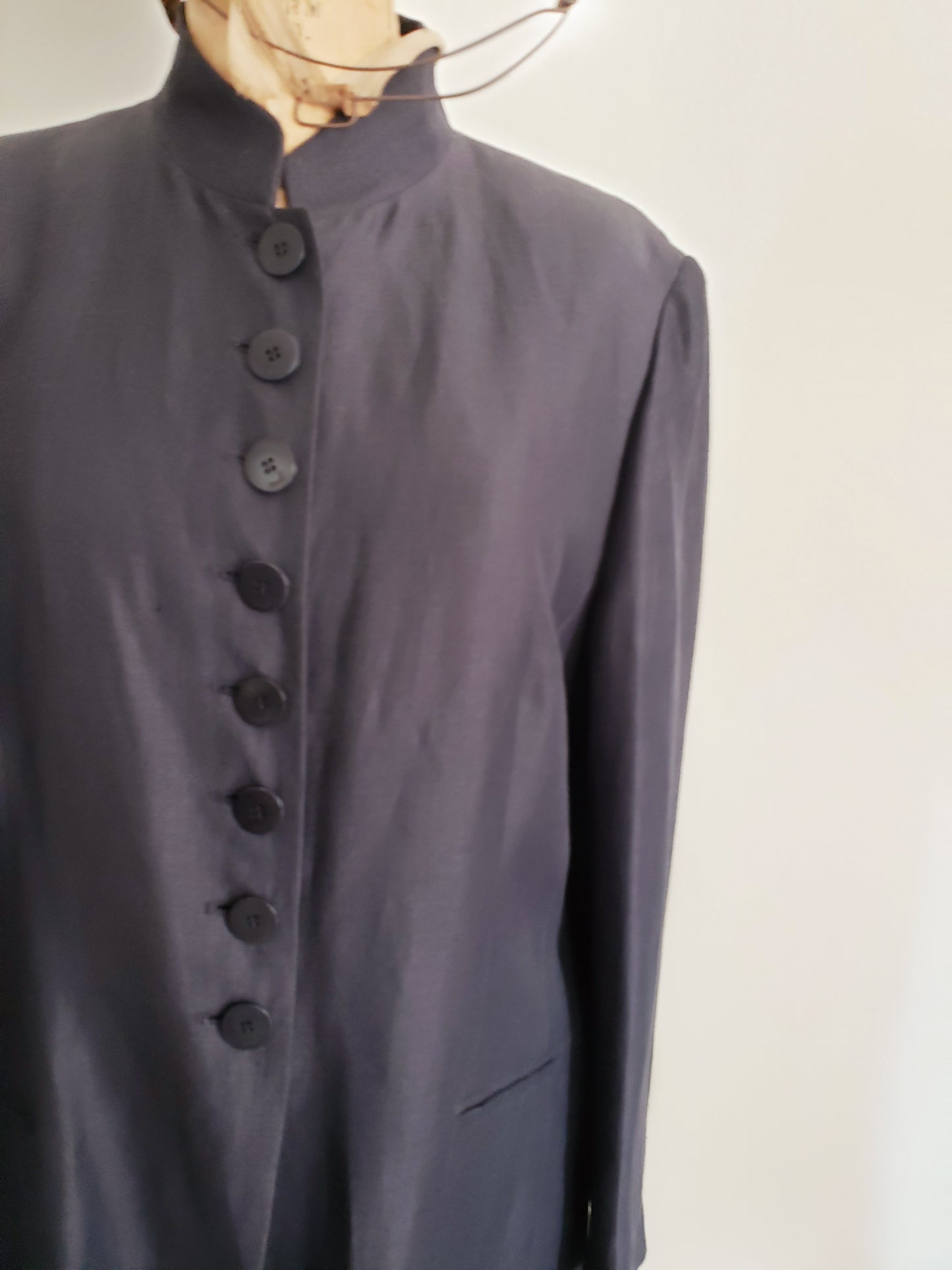 1990s Black Long Blazer Mondi / 90s Button Down Minimalist Hip Length Jacket Designer Large