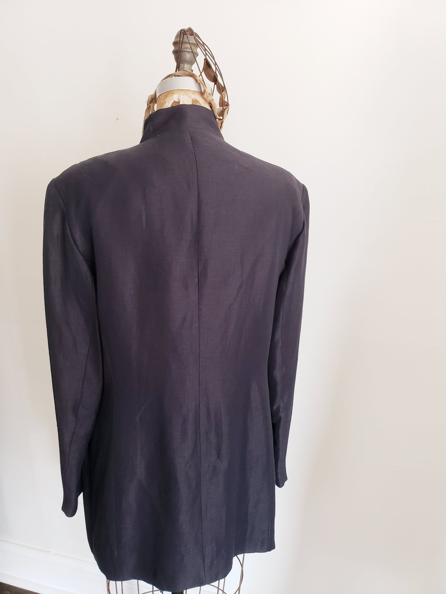 1990s Black Long Blazer Mondi / 90s Button Down Minimalist Hip Length Jacket Designer Large