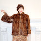 1940s Brown Fur Jacket Convertible Wrap Stole  / M