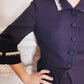 40s or 50s Navy Blue Wool Blazer w/Beaded Embroidery Bramson