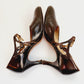 1920s Brown Leather Shoes Mary Janes High Heel Flapper Shoes