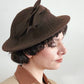 30s Brown Wool Hat with Ribbing and Asymmetrical Sash Panel Blum's Evanston