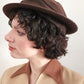 30s Brown Wool Hat with Ribbing and Asymmetrical Sash Panel Blum's Evanston