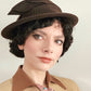 30s Brown Wool Hat with Ribbing and Asymmetrical Sash Panel Blum's Evanston
