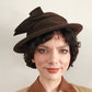 30s Brown Wool Hat with Ribbing and Asymmetrical Sash Panel Blum's Evanston