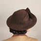 30s Brown Wool Hat with Ribbing and Asymmetrical Sash Panel Blum's Evanston