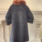 60s Black Coat in Faux Persian Curly Wool by Sai Shai & Brown Mink Collar Howard Lyon Inc