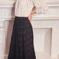 Antique Edwardian Long Black Wool Skirt with Embroidered Trim Medium