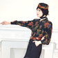 80s Liz Claiborne Long Sleeved Blouse Marching Band Print Dark Rayon M