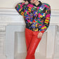 90s Colorful Graphic Silk Print Jacket Dana Buchman Large