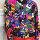 90s Colorful Graphic Silk Print Jacket Dana Buchman Large