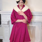60s Lilli Ann Coat Fuschia Pink Wool White Mink Fur Collar A Line Large