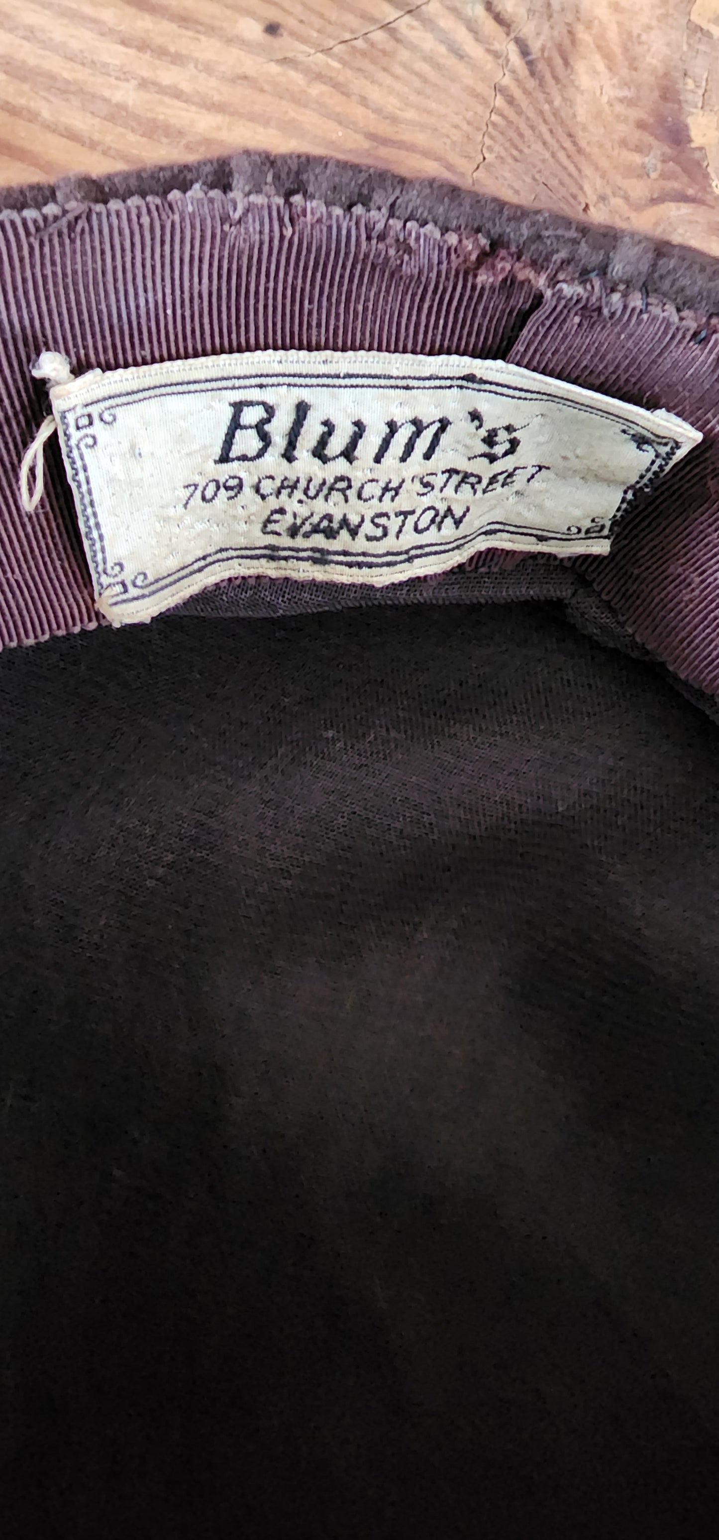 30s Brown Wool Hat with Ribbing and Asymmetrical Sash Panel Blum's Evanston