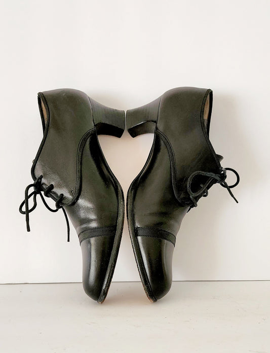 90s Black Lace Up Oxfords Heels Susan Bennis Warren Edwards Size 7