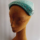 50s Pale Blue Cocktail Hat w/Mother of Pearl Beading Handmade