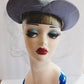 1940s or 1950s Gray Halo or Tricorn Hat with Veil a la Elizabethan Age