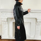 80s Black Leather Coat with Matching Belt Long by Spiegel M