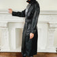 80s Black Leather Coat with Matching Belt Long by Spiegel M