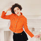 60s Orange Blazer / Boxy Jacket with Gold Buttons Small by Vilano