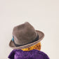 60s Mens Gray Fedora w/Feather in Brushed Wool by Mallory