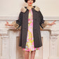 60s Gray A Line Coat with Cream Mink Collar and Cuffs Med