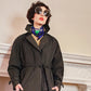 80s Black Trench Coat Anne Klein Rainwear with Belt / L