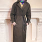 80s Black Trench Coat Anne Klein Rainwear with Belt / L