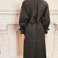 80s Black Trench Coat Anne Klein Rainwear with Belt / L