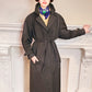 80s Black Trench Coat Anne Klein Rainwear with Belt / L