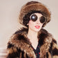 1970s Raccoon Fur Hat w/Brim Winter Boho Style