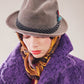60s Mens Gray Fedora w/Feather in Brushed Wool by Mallory