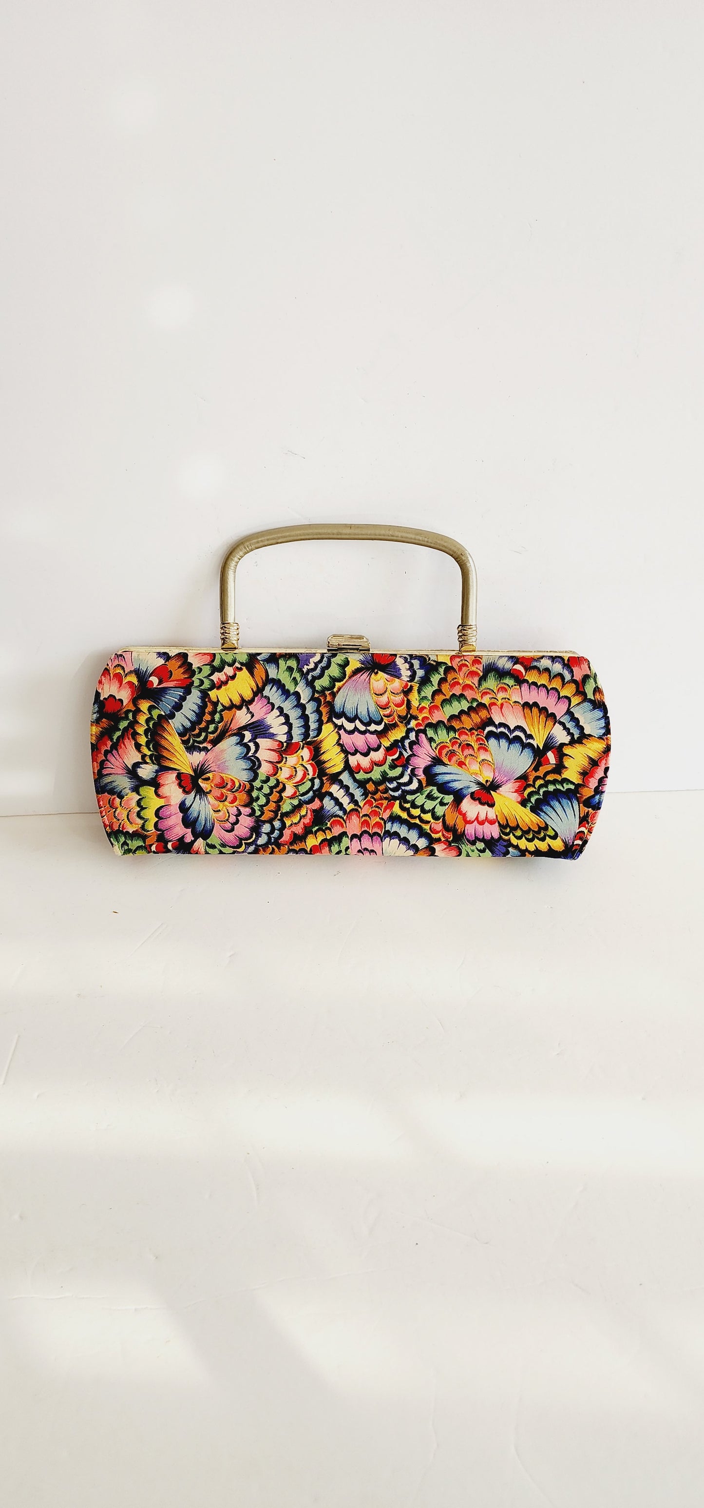 60s Top Handle Bag Colorful Silkprint Rectangular